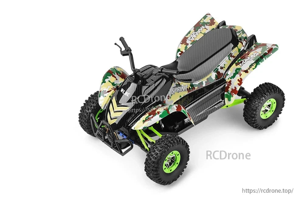 WLtoys 12428-A 1/12 scale 4WD RC motorcycle with off-road capabilities, reaching speeds of up to 50km/h.