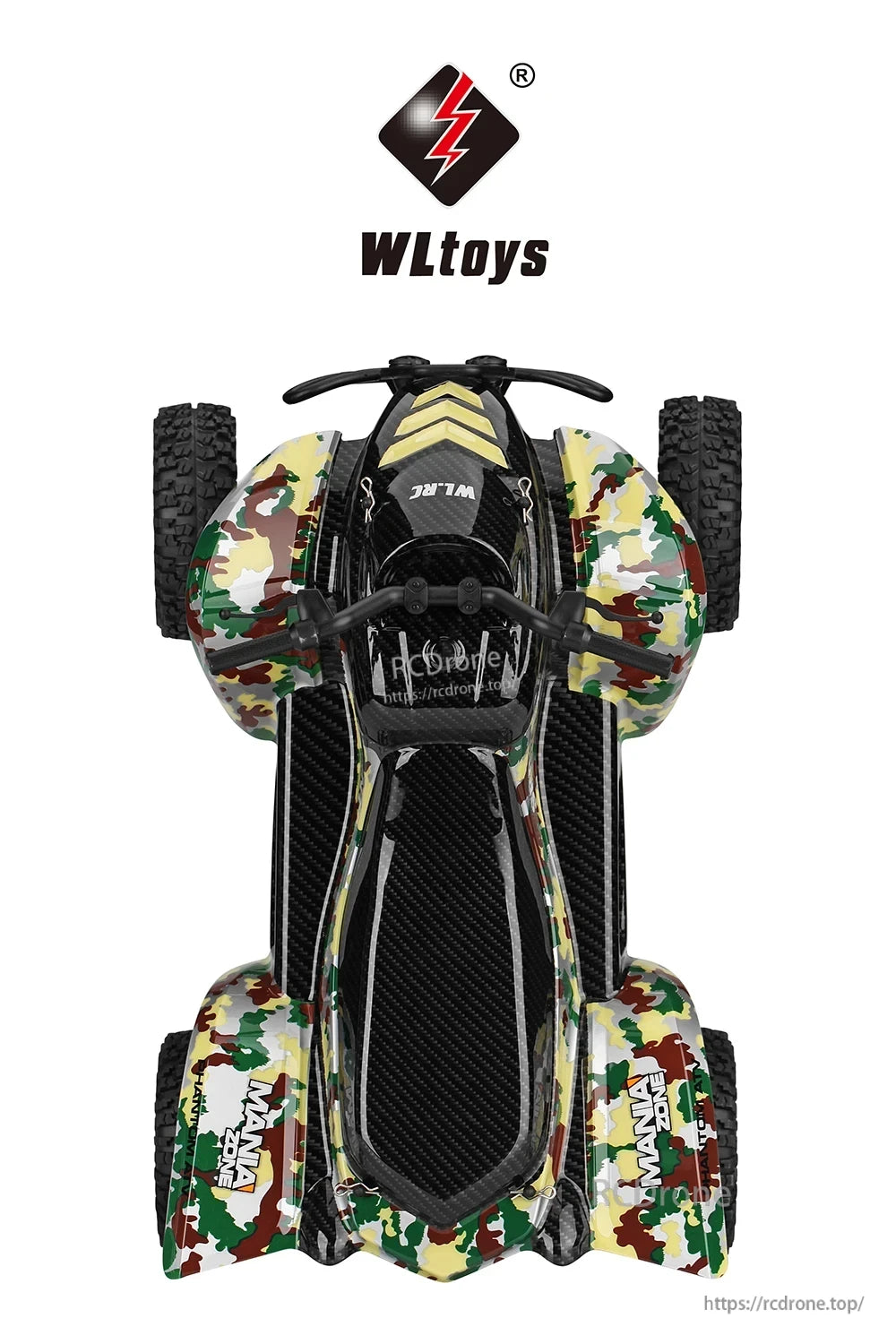WLtoys 12428-A RC Motorcycle, Real-time display for throttle, steering, and battery status with a control range of over 100 meters.