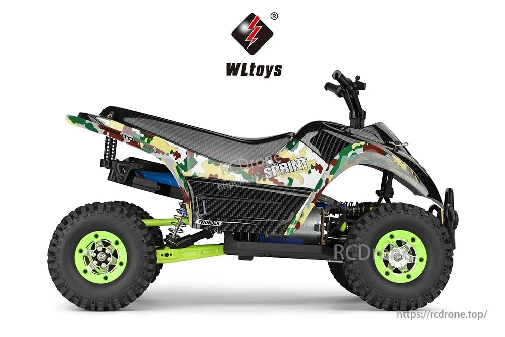 WLtoys 12428-A RC Motorcycle, Delivers consistent torque for hill climbs, drifting, and rugged surfaces.