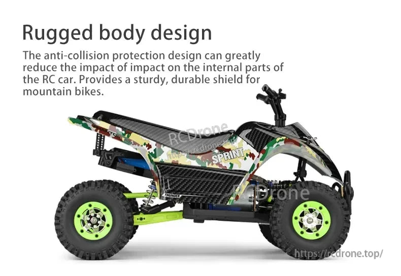 WLtoys 12428-A RC Motorcycle, Rugged body design with anti-collision protection for durable RC motorcycle performance.