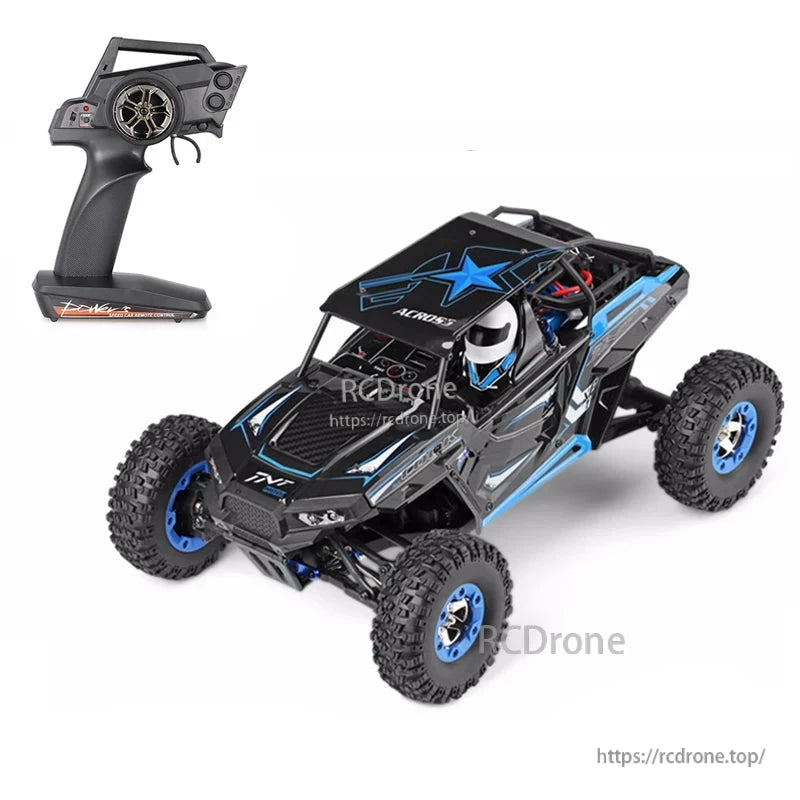 Wltoys 12428-B 1/12 4WD Brushed RC Climbing Car, The Wltoys 12428-B is a 1/12 scale 4WD brushed RC climbing car with LED lights, reaching speeds up to 50km/h.