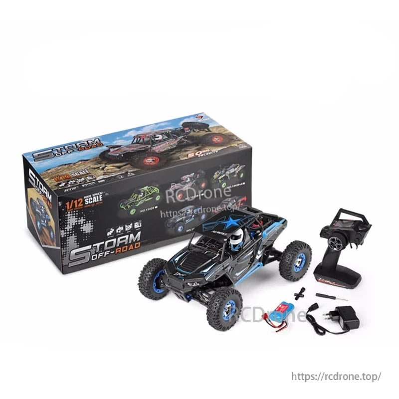 Wltoys 12428-B 1/12 4WD Brushed RC Climbing Car, Electric vehicle features high speed performance with up to 50km/h and 540 brushed motor.