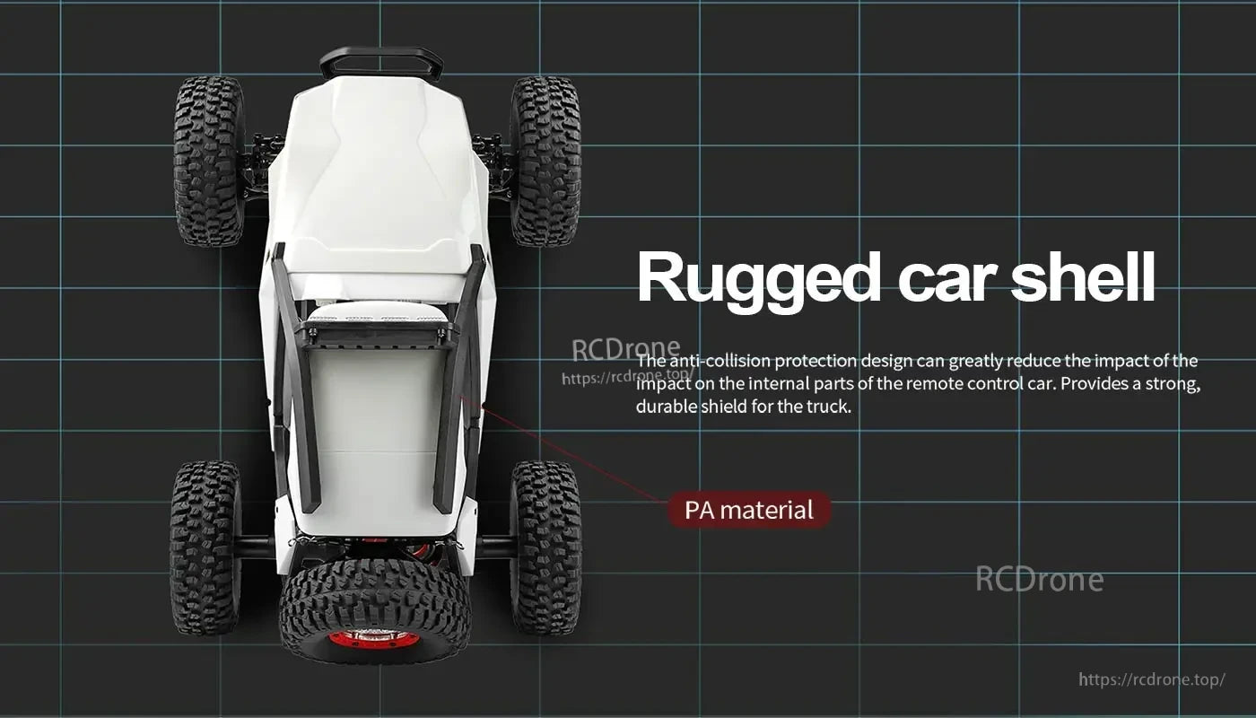 WLtoys 12429 RC Car, Rugged car shell with PA material for enhanced anti-collision protection and durability.