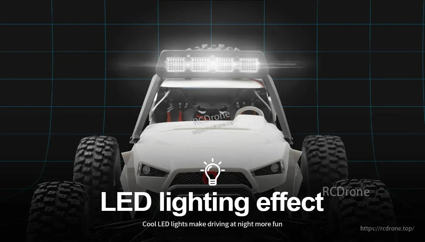 WLtoys 12429 RC Car, LED lighting effect, cool lights enhance night driving fun