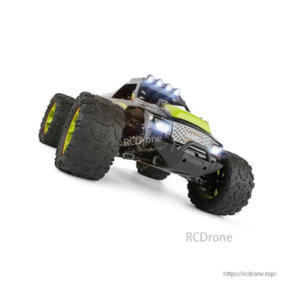 The WLtoys 144002 RC car offers 50 km/h speed, 4WD, alloy metal drift, bright lights, and rugged tires for off-road performance.