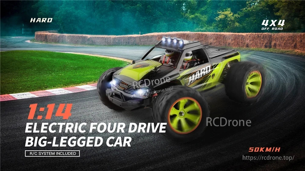 Wltoys 144002 RTR 1/14 2.4G 4WD 50km/h RC Car Vehicles Brushed LED Light Truck Toys WLtoys 144002 Racing Car, 1:14 scale electric 4WD off-road racing car with remote control, reaching 50km/h.