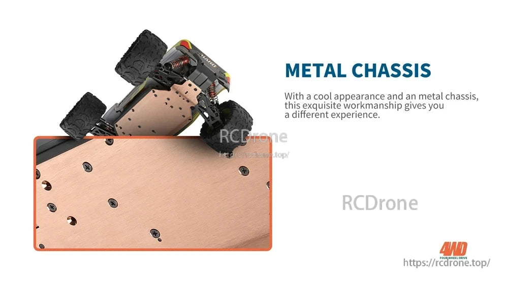 WLtoys 144002 Racing Car, Metal chassis racing car with cool appearance and exquisite workmanship, offering a unique 4WD driving experience.