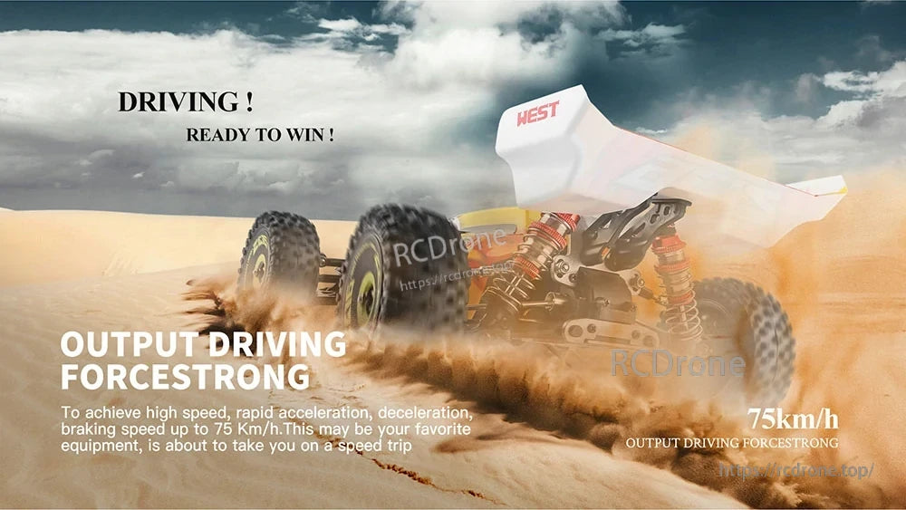 Wltoys 144010 RC Car, Experience high-speed thrills with rapid acceleration, deceleration, and braking up to 75 km/h. Perfect for an exciting ride.
