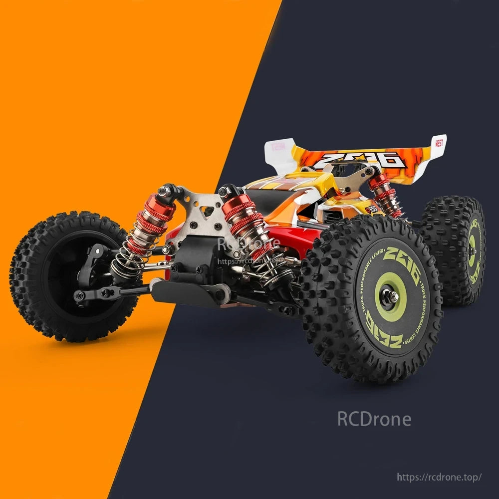 Wltoys 144010 RC Car, This model features precise handling and a professional racing experience with its 2.4GHz proportional control system and 100m control range.