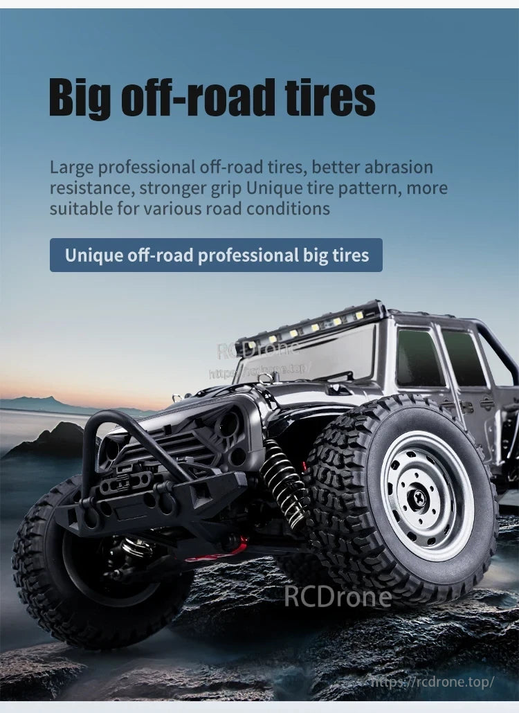 WLtoys 16102 1:16 Rc Car, Big off-road tires with strong grip and abrasion resistance for various terrains