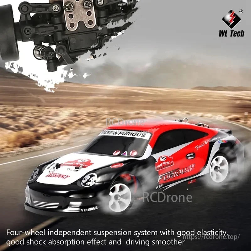 WLtoys K969 1:28 Scale RC Drift Car, WL Tech RC drift car with four-wheel independent suspension and smooth driving.