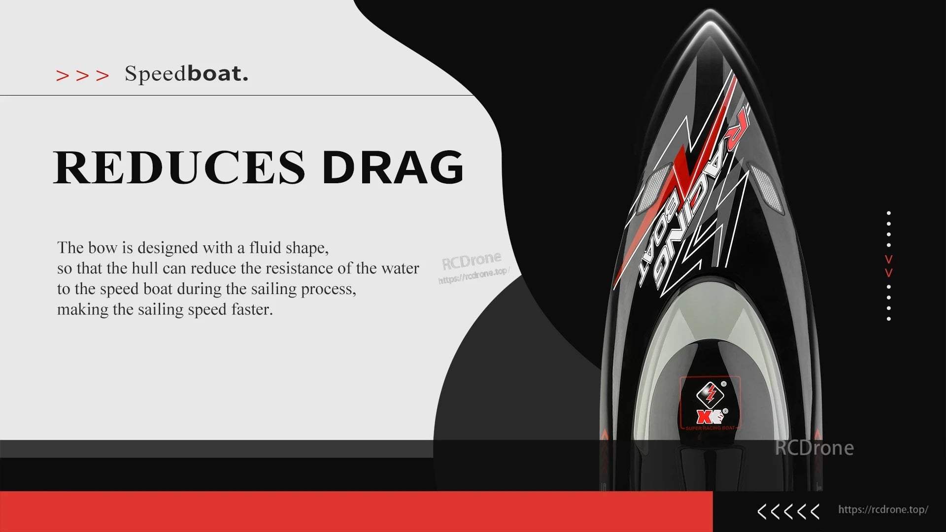 WLtoys WL916 & WL912‑A RC Boat, Speedboat reduces drag with fluid bow design for faster sailing.