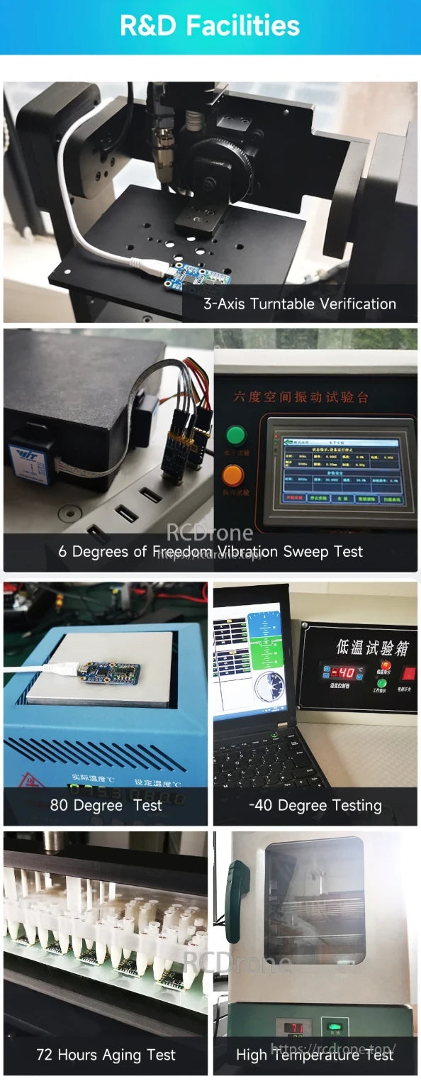 The WT901B AHRS IMU is rigorously tested with 3-axis turntable, vibration, temperature extremes, aging, and high-temperature evaluations.