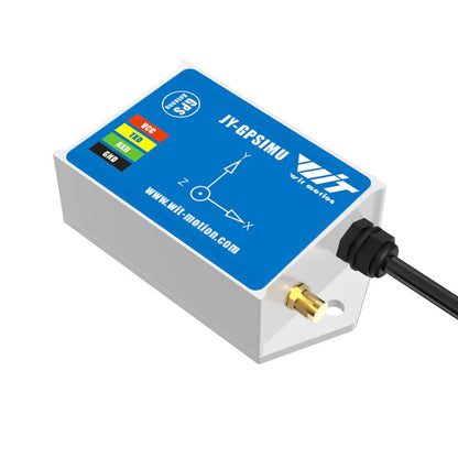 WitMotion JY-GPSIMU: 10-axis GPS-IMU with accelerometer, gyroscope, magnetometer, barometer, AHRS, 0.2–200 Hz, UART/I²C, BDS+GPS navigation.