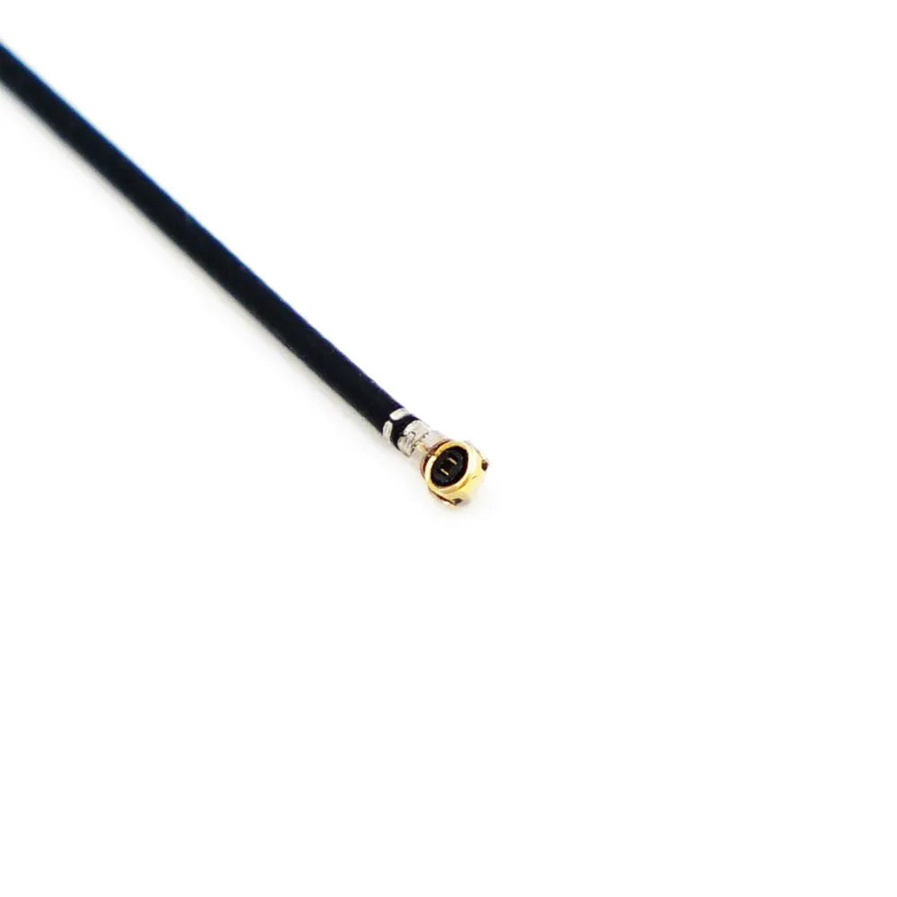 FrSky receiver antenna coax lead with micro IPEX/U.FL connector close-up
