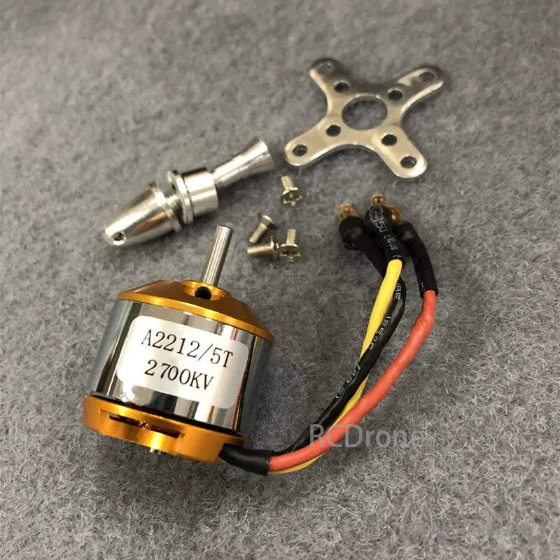 XXD A2212 Brushless Outrunner Motor, A package includes an XXD A2212 brushless motor, propeller adapter, and four mounting screws.