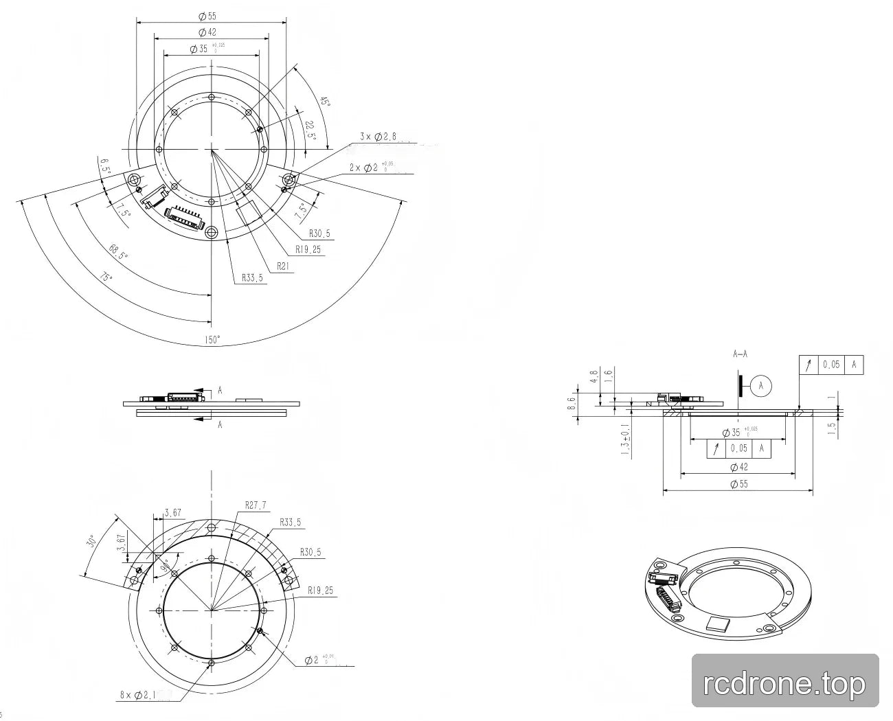 ZeroErr eCoder35 circular encoder installation drawing