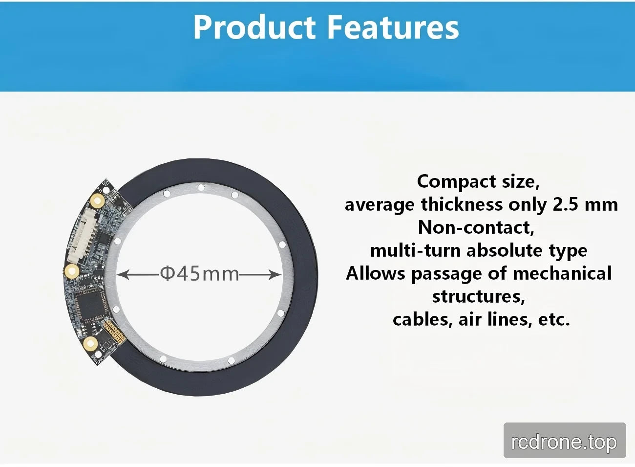 eCoder45 encoder with 45 mm opening and 2.5 mm magnetic ring thickness