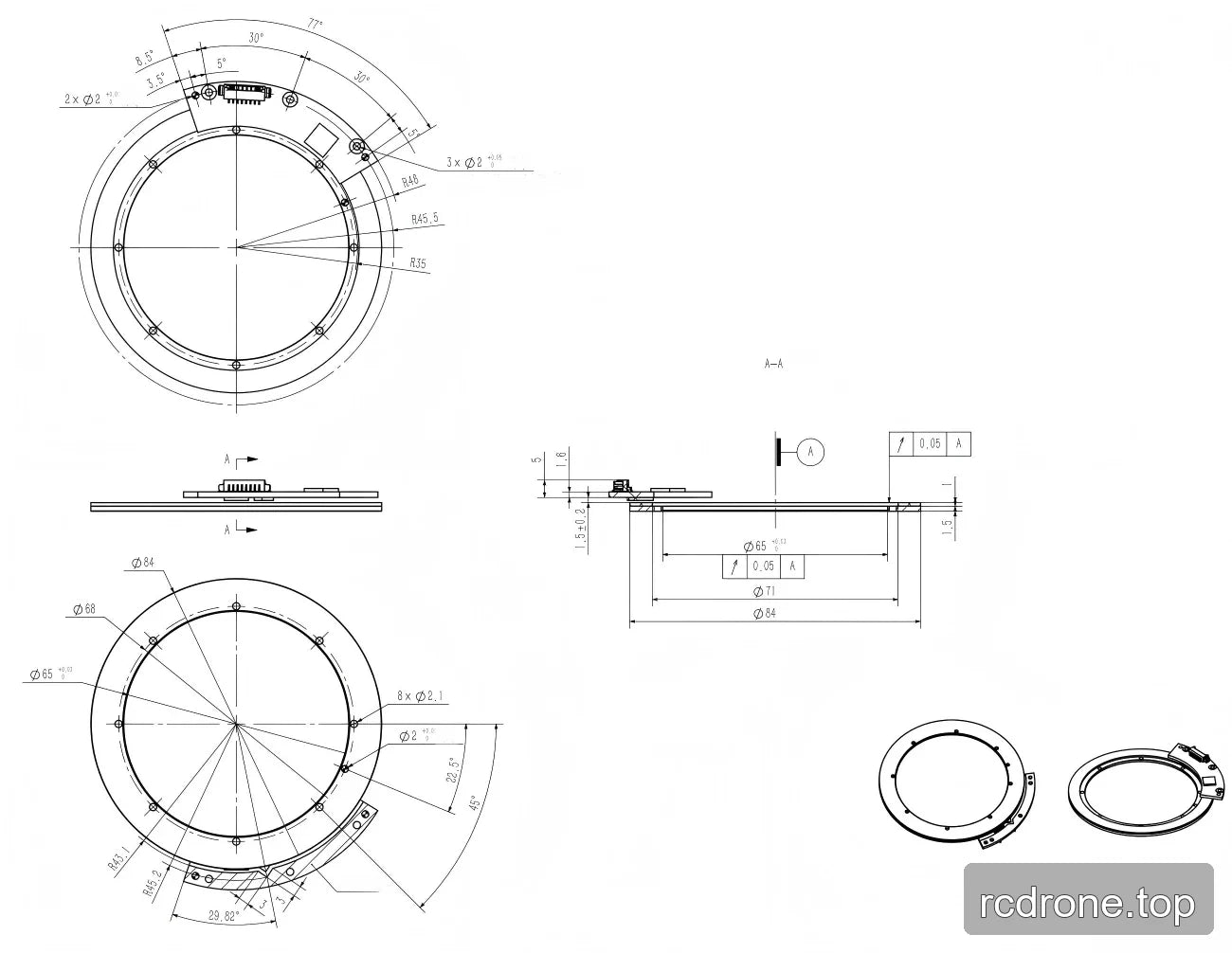 eCoder65 installation drawing with mounting and section callouts