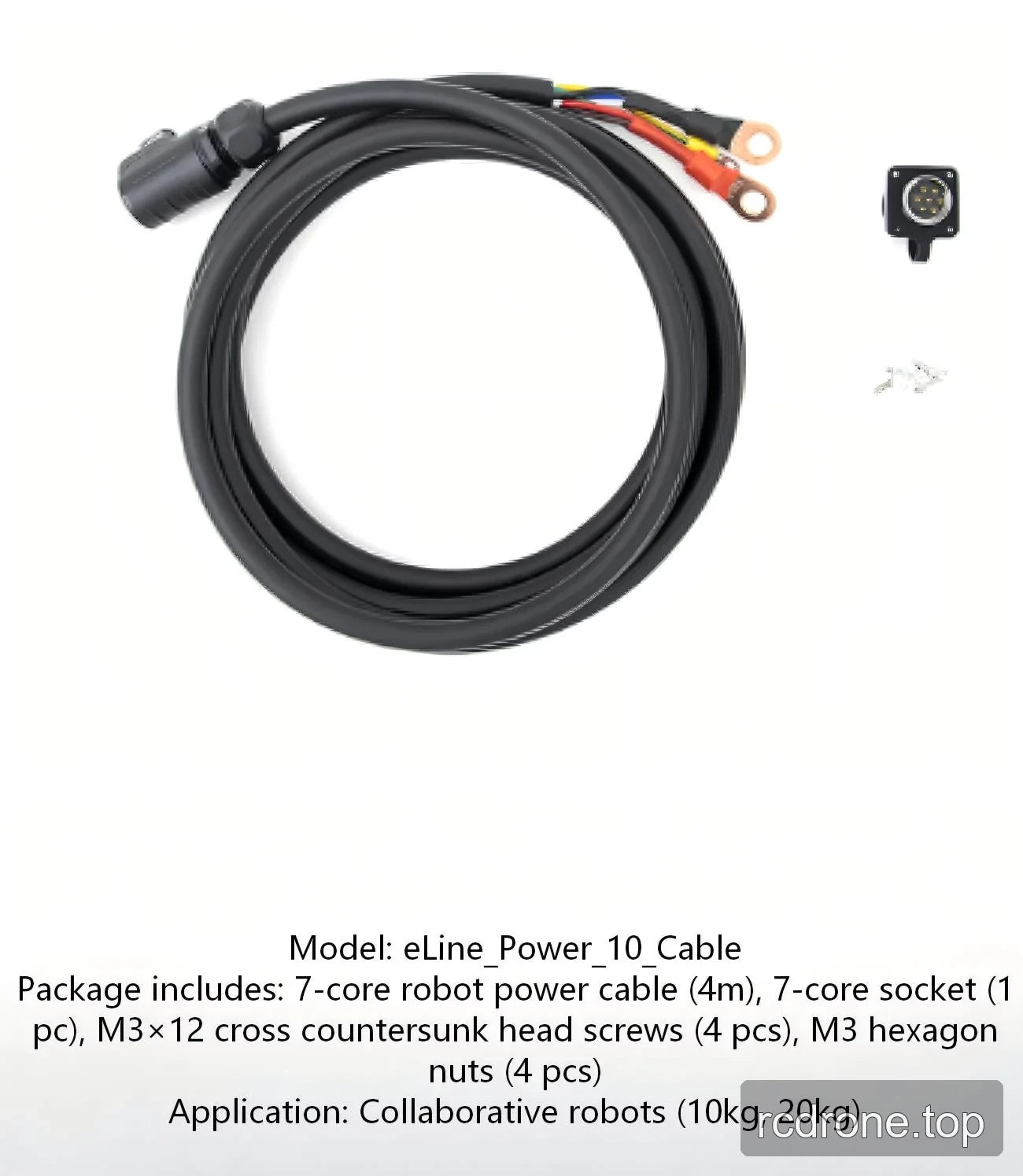 7-core robot power cable kit with socket, M3×12 screws and M3 hexagon nuts