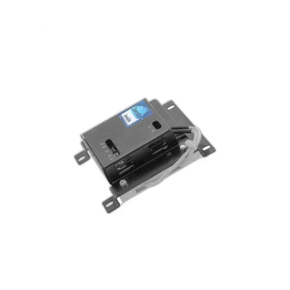 ZeroErr ePower-Board black enclosed unit shown from an elevated reverse angle with mounting tabs and attached cable.