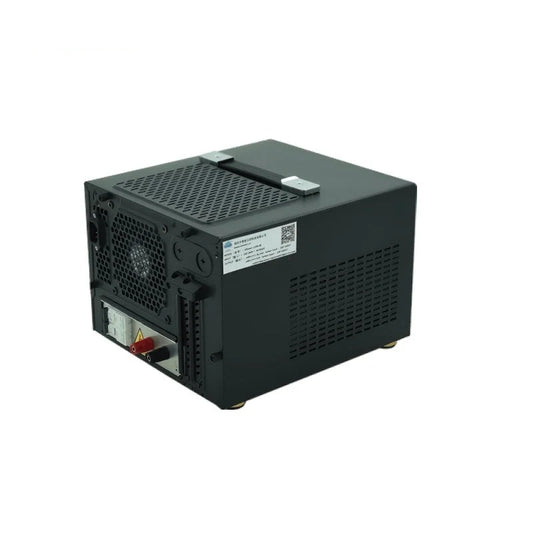 ZeroErr ePower black metal power unit shown from the rear, with cooling vents, rear fan grille and carry handle.