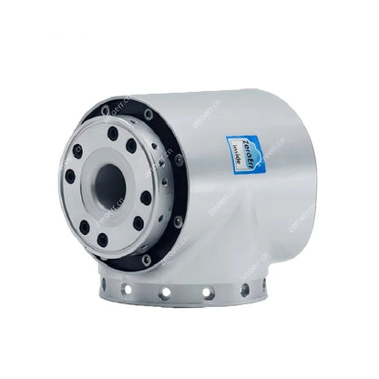 ZeroErr eRob 110 T motor shown in three-quarter view with circular front mounting face and white housing.