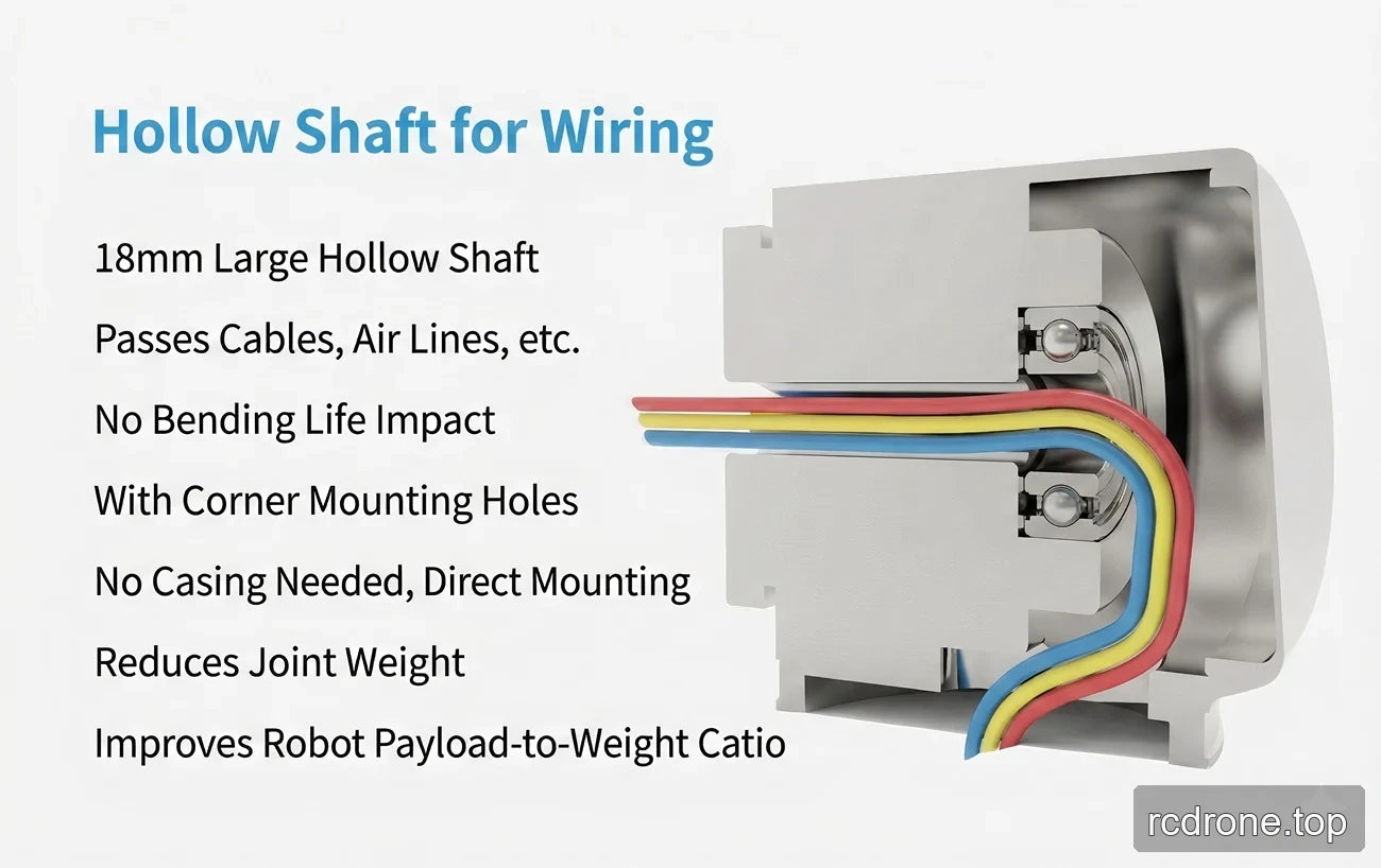 eRob142 T robot joint cutaway with 18 mm hollow shaft