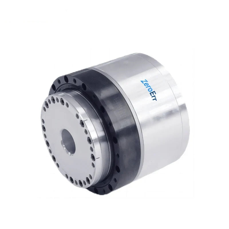 ZeroErr eRob 90 I motor shown at an angled front view with circular mounting face, central bore, and black flange.