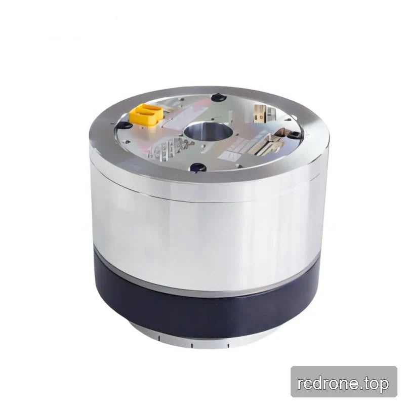 ZeroErr eRob 90 I motor shown from the rear with a circular top plate, central opening, and visible connector components.