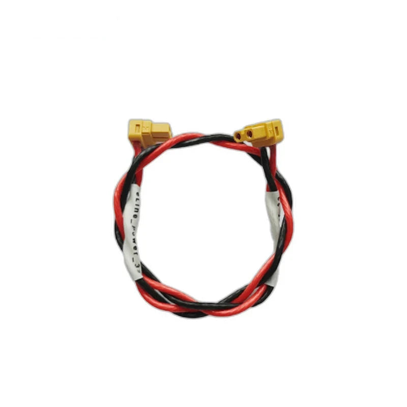 ZeroErr eRob cable arranged in a loop, showing yellow connectors and red-black twisted wiring