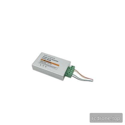 Silver eRob-eCoder to PC connector enclosure with green terminal block and colored wire leads.
