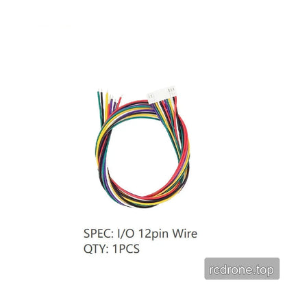 One I/O 12-pin wire harness with multicolored leads, white connector, and stripped wire ends.
