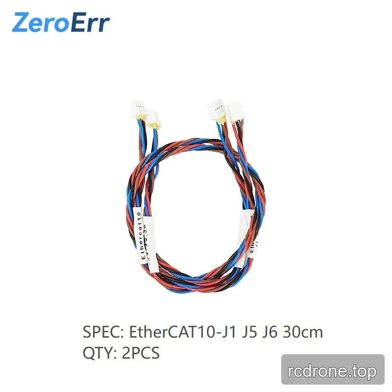 Two 30cm EtherCAT10-J1 J5 J6 cable harnesses with labeled red, blue, and black wires.