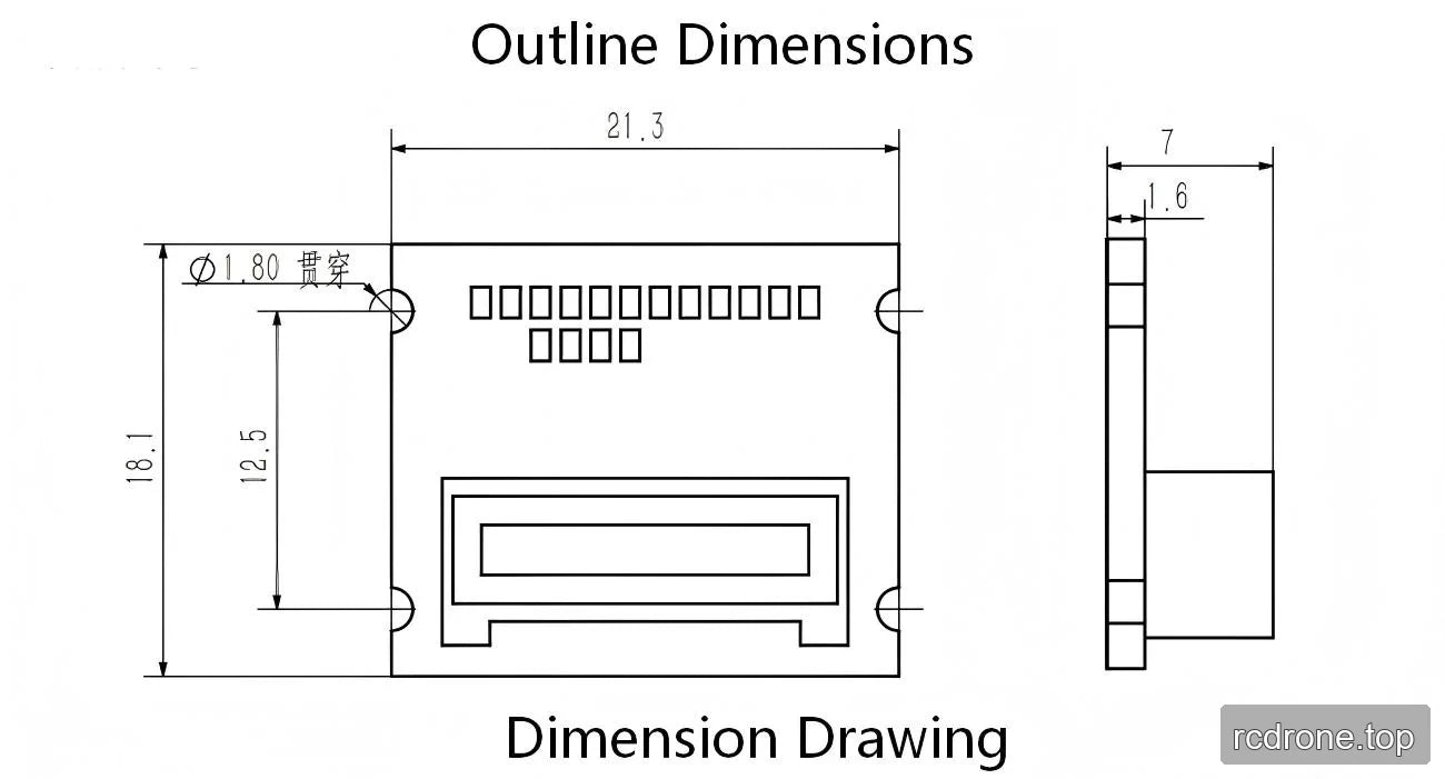 I-O Adapter Board outline drawing with mounting-hole dimensions