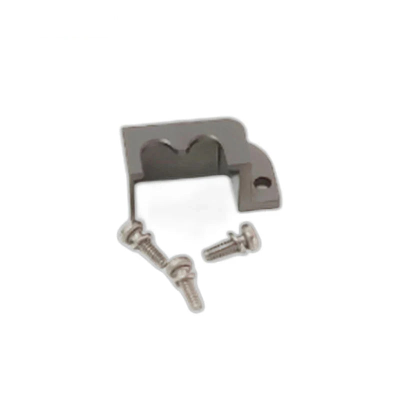 ZeroErr plug retainer bracket shown with two small mounting screws on a white background.