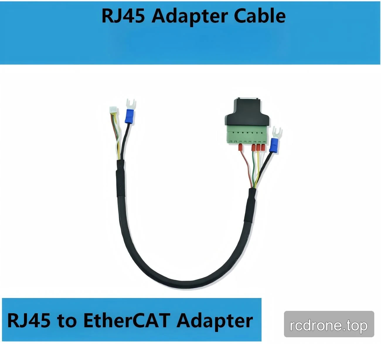 RJ45-to-EtherCAT adapter cable with terminal connections