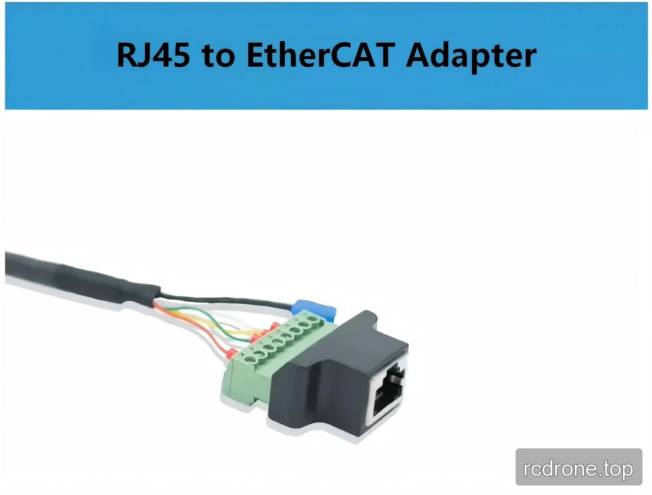 RJ45-style socket and green terminal block with exposed conductors