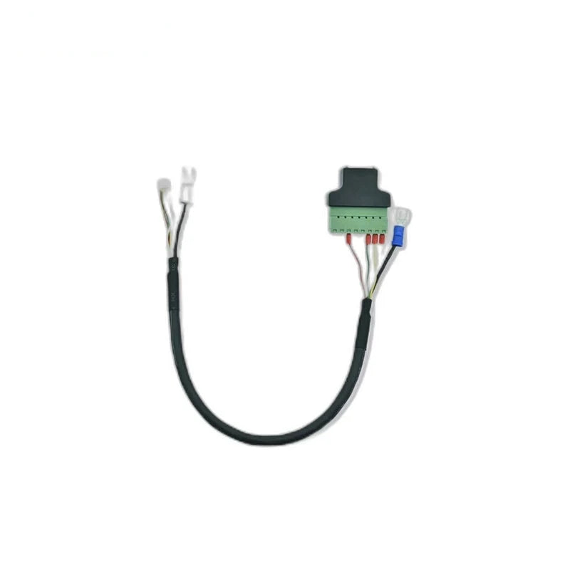 ZeroErr RJ45 cable assembly shown in full, with a black looped cable, green terminal block, and exposed wire ends.