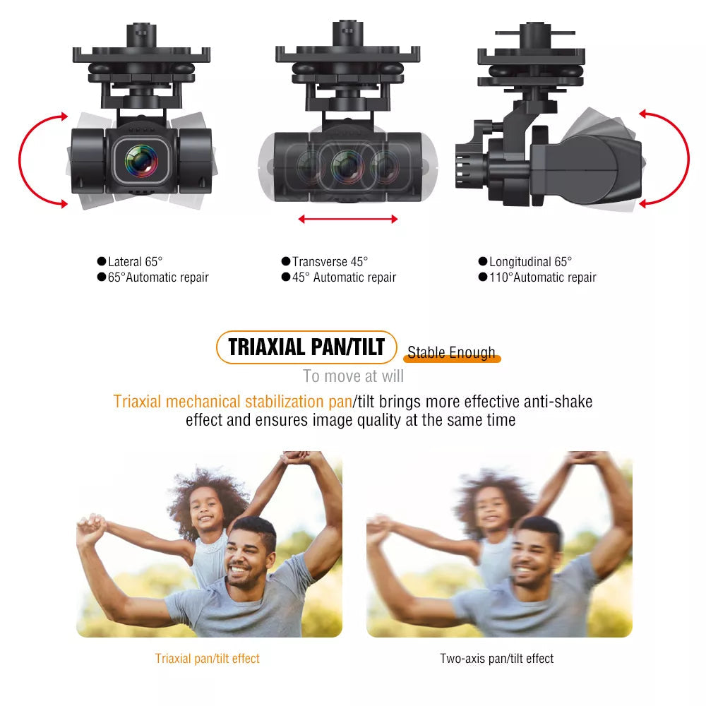 ZFR F186 Drone With 4K HD Dual Camera 3-Axis Gimbal 4Km Brushless Motor 5G WIFI GPS Quadcopter Professional Camera Drone 14 ZFR F186 Drone, Triaxial mechanical stabilization pan/tilt brings more effective anti-shake effect .