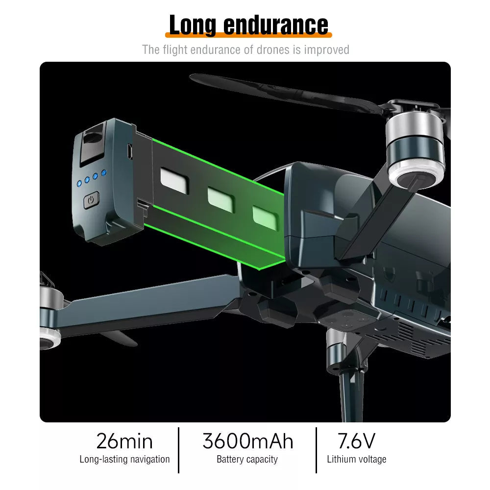 ZFR F186 Drone With 4K HD Dual Camera 3-Axis Gimbal 4Km Brushless Motor 5G WIFI GPS Quadcopter Professional Camera Drone 17 ZFR F186 Drone, long endurance The flight endurance of drones is improved 26min 3600mAh Z.6V