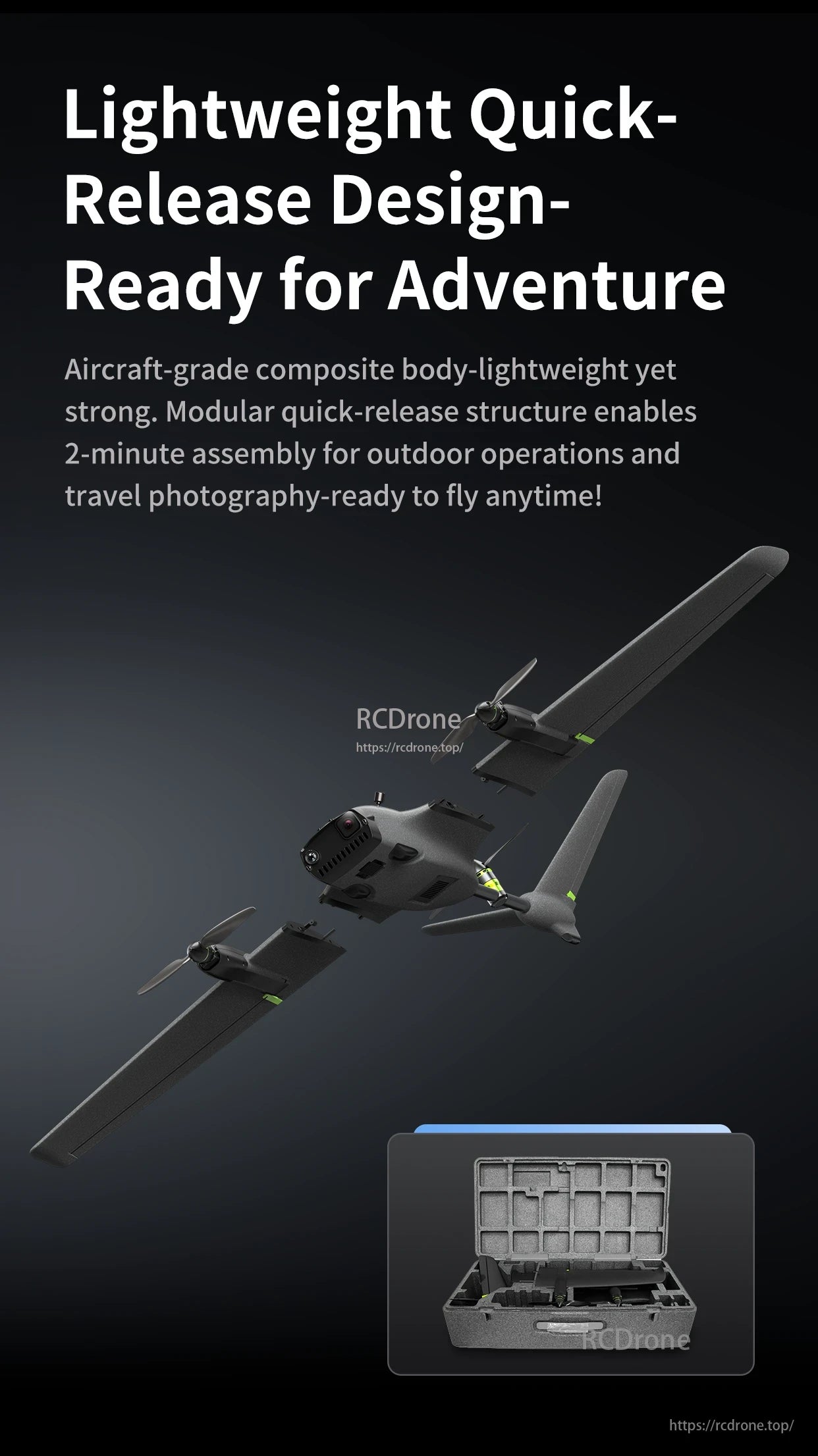 ZMO V2 Tilt-Rotor FPV Drone, Lightweight, quick-release drone with aircraft-grade composite body, assembles in 2 minutes for outdoor use and travel photography.