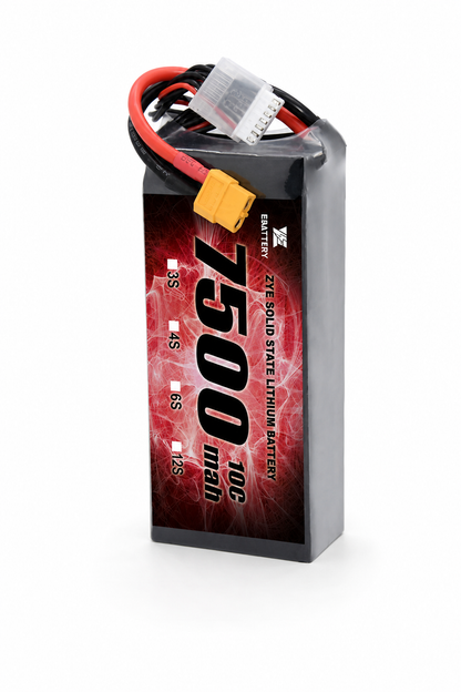 ZYE 3S HV 11.8V 7500mAh 10C Solid State LiPo Battery on white background