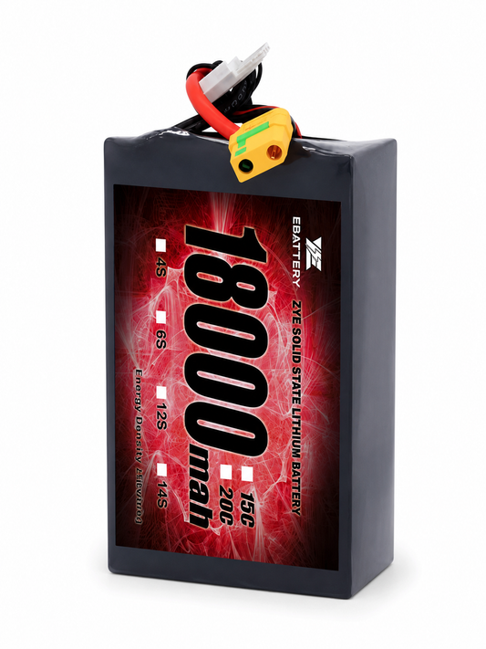 ZYE 4S 6S 12S 18000mAh 10C Solid State Battery on white background