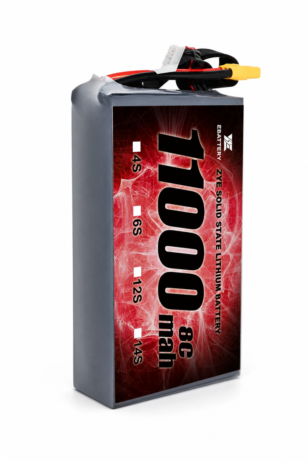 ZYE 4S HV 15.8V 11000mAh 8C Solid State LiPo Battery on white background