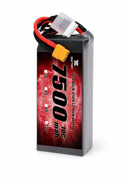 ZYE 4S HV 15.8V 7500mAh 10C Solid State LiPo Battery on white background