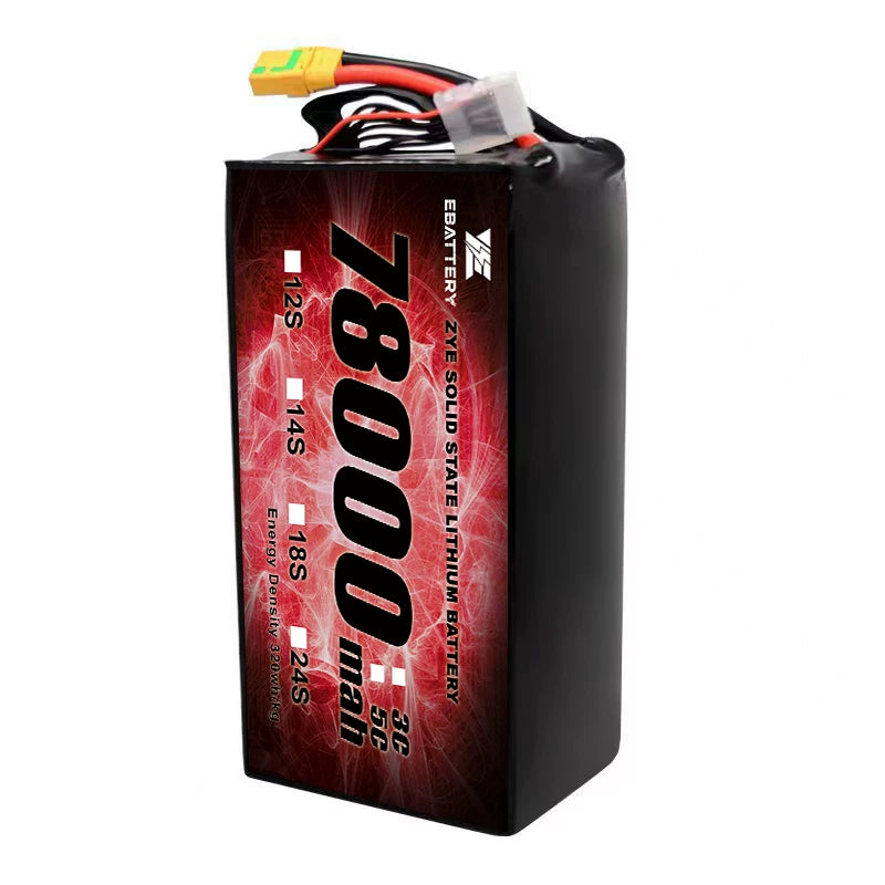 ZYE 6S 12S 14S 18S 24S 78000mAh 3C 5C Solid State Lithium Battery on white background