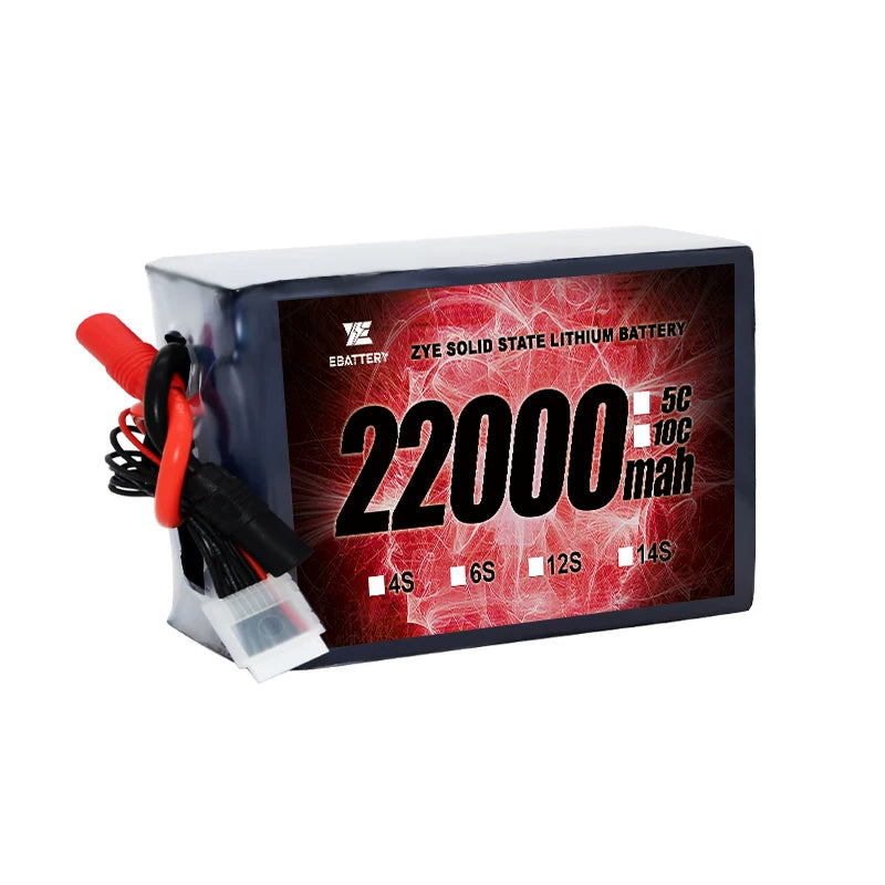 ZYE 6S HV 23.7V 22000mAh 10C Solid State LiPo Battery on white background