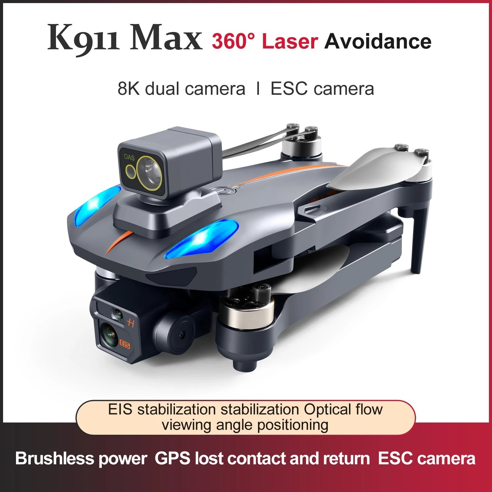 K911 max 8K HD Dual Camera Drone with Smart 360-Degree Laser Obstacle Avoidance Professional Camera Drone - RCDrone