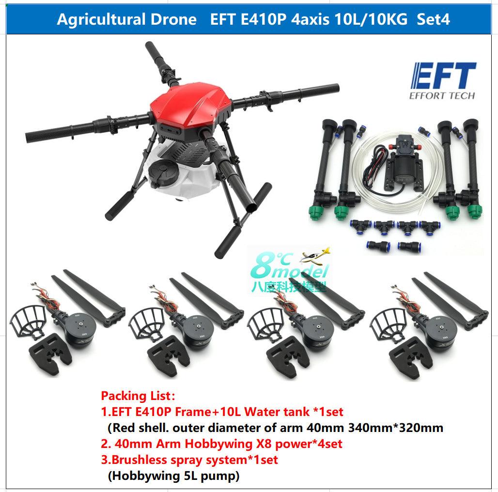 EFT E410P 10L Agriculture Drone, Ag drone kit with water tank, spray nozzles and motors for precise agricultural applications.